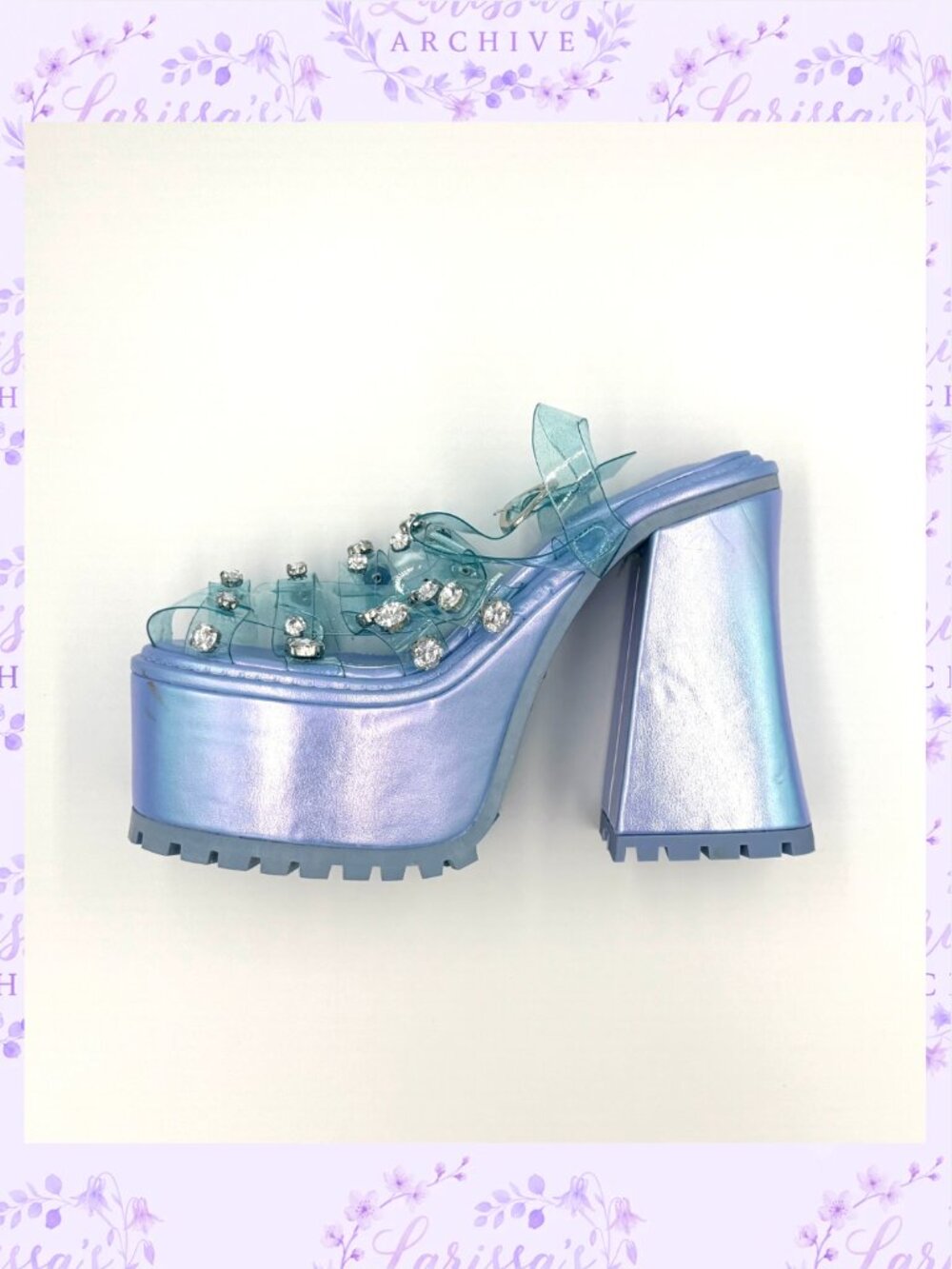 Sugar Thrillz by Dolls Kill | Self-Love Club Holographic Platform Heels | Size 7 - Picture 3 of 15